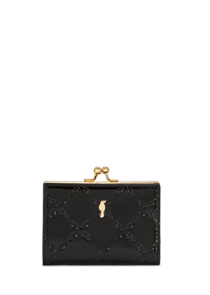 Small black women's wallet with monogram POREC-0422-98(Z25)