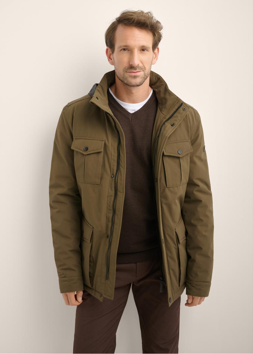 Men's transitional khaki jacket KURMT-0437-8D(Z26), front product view on model. Half silhouette visible.