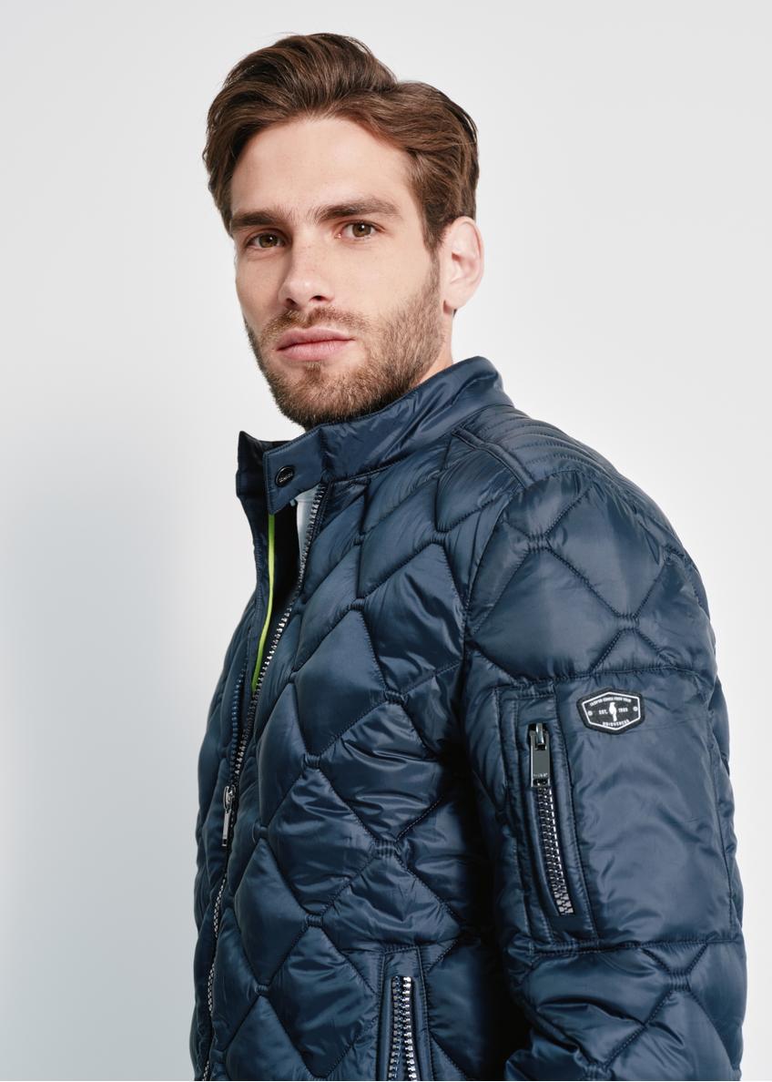 Navy blue men's quilted spring jacket KURMT-0327-68(W24)-01