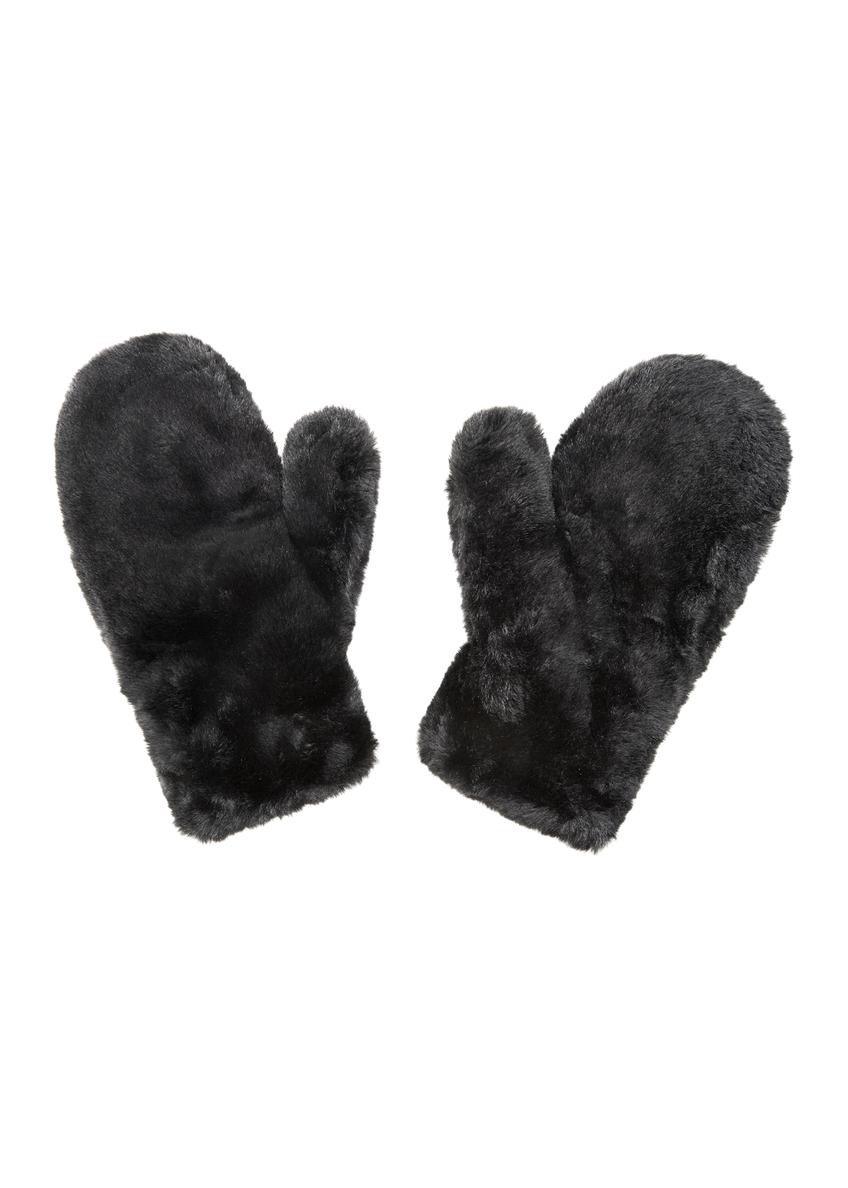 Black women's gloves made of natural fur REKDF-0033-99(Z25)