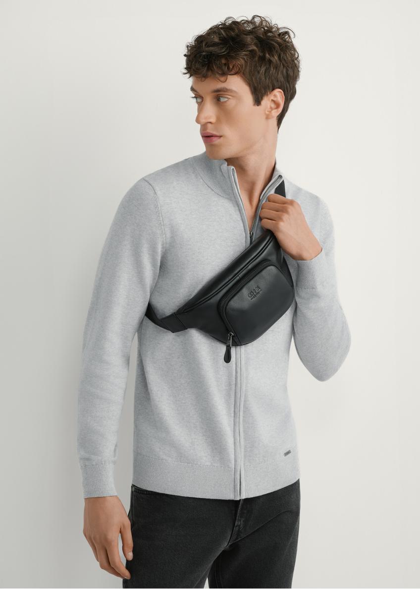 Men's black leather waist bag TORMS-0280R-9I(W26)