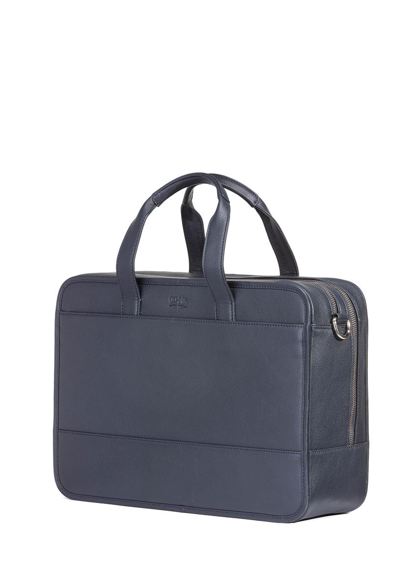 Navy blue leather men's bag TORMS-0448-69(W25)