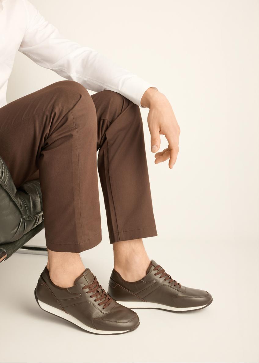 Brown leather men's sports shoes BUTYM-0566-1I(Z26)
