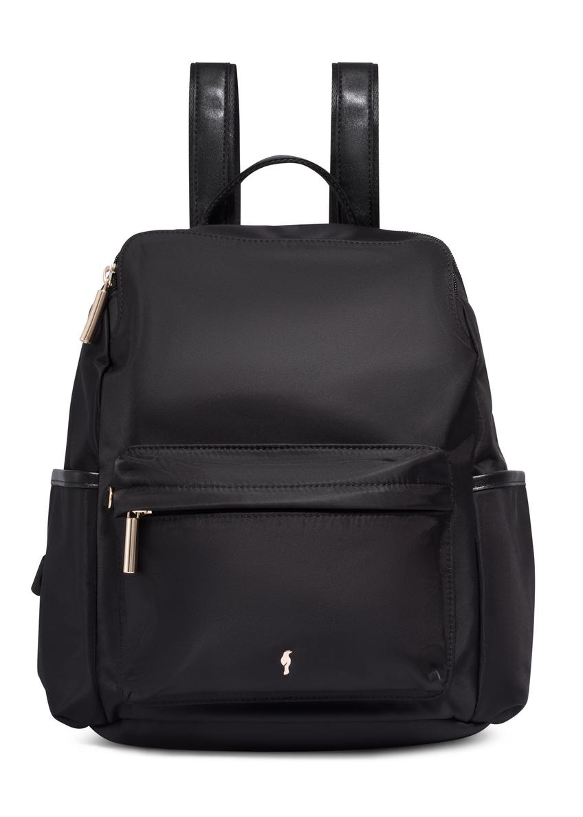 Black women's backpack with pockets TOREN-0350-99(Z26) - front product view, on a white background.