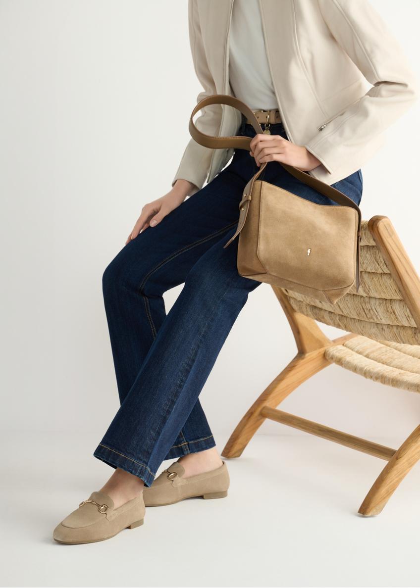 Beige suede women's moccasins BUTYD-1257-1B(W26)