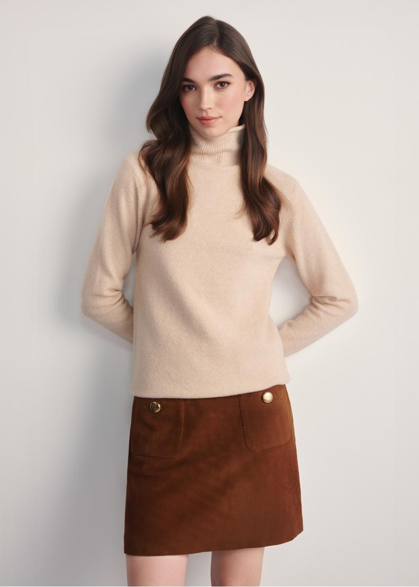 Beige women's wool-blend sweater SWEDT-0241-80(Z25)