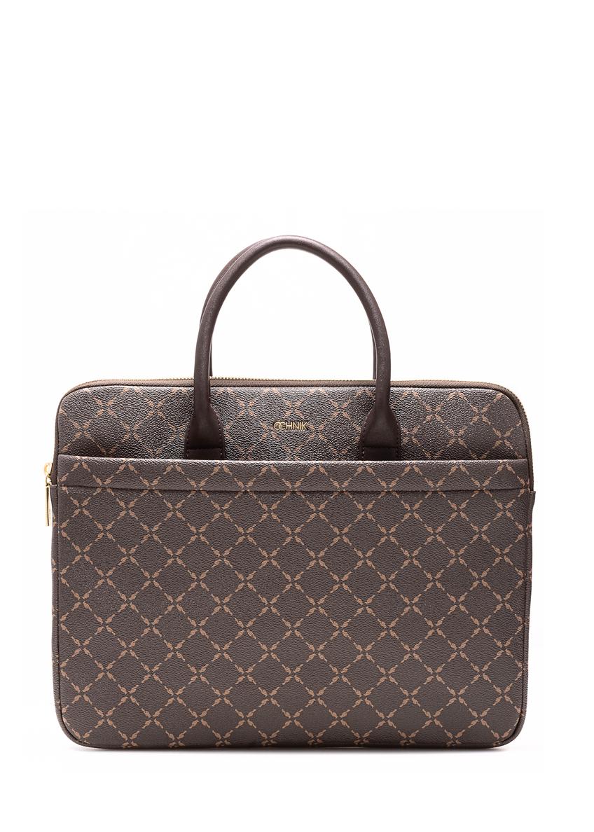 Brown laptop bag with monogram TOREC-1078-89(Z25)