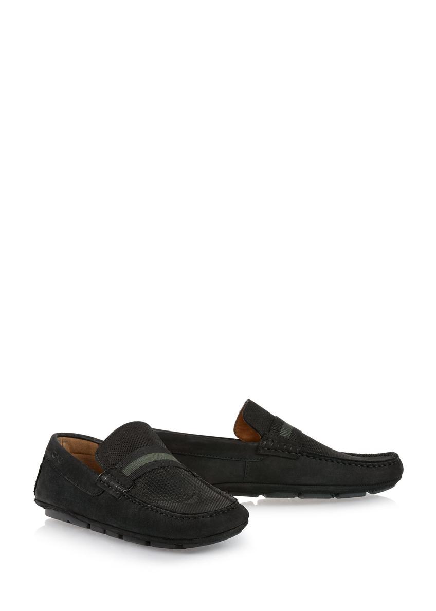 Men's black leather moccasins BUTYM-0428-99(W24)