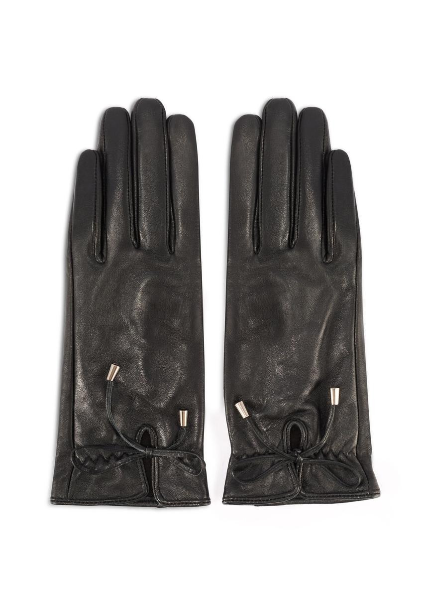 Women's leather gloves with binding REKDS-0021A-99(Z26)