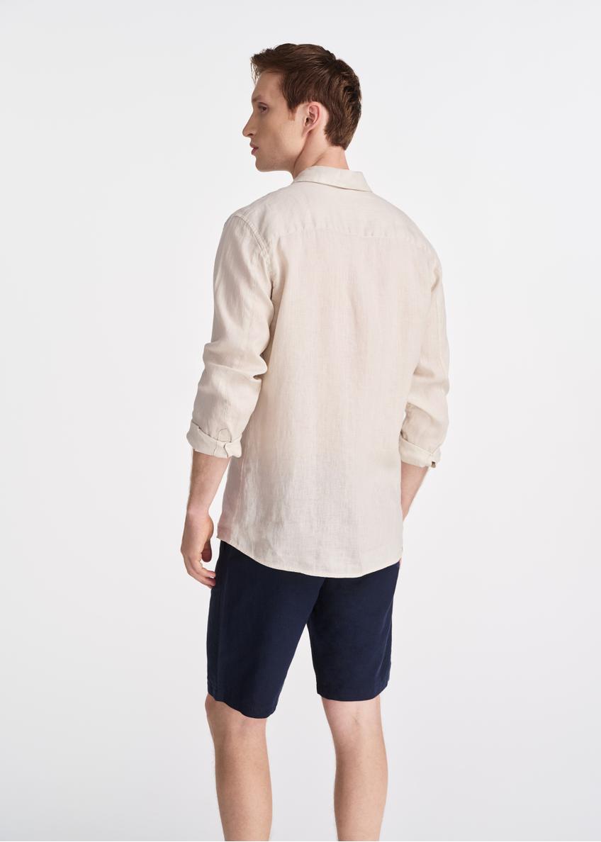 Beige linen men's shirt KOSMT-0321-80(W25)