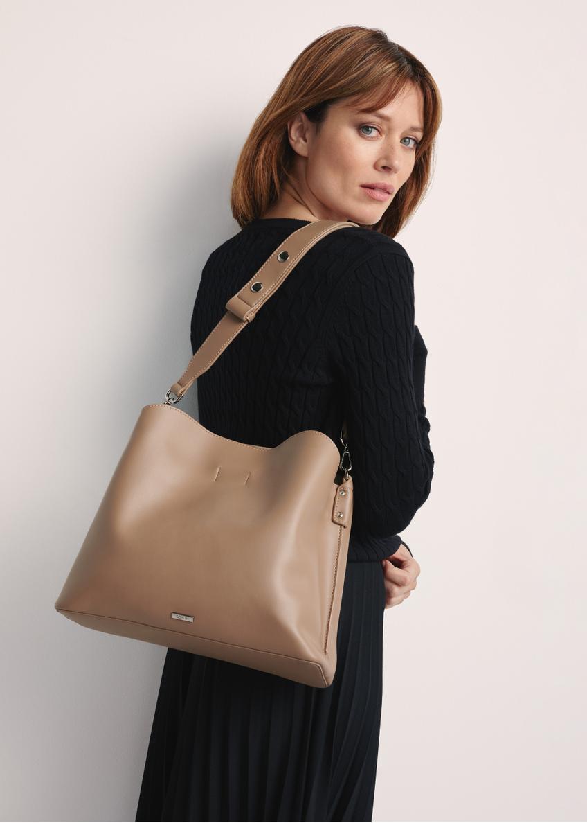 Beige women's shopper bag TOREC-0862B-81(Z25)
