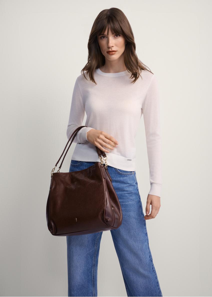 Brown leather women's shopper bag TORES-0636D-89(Z25)