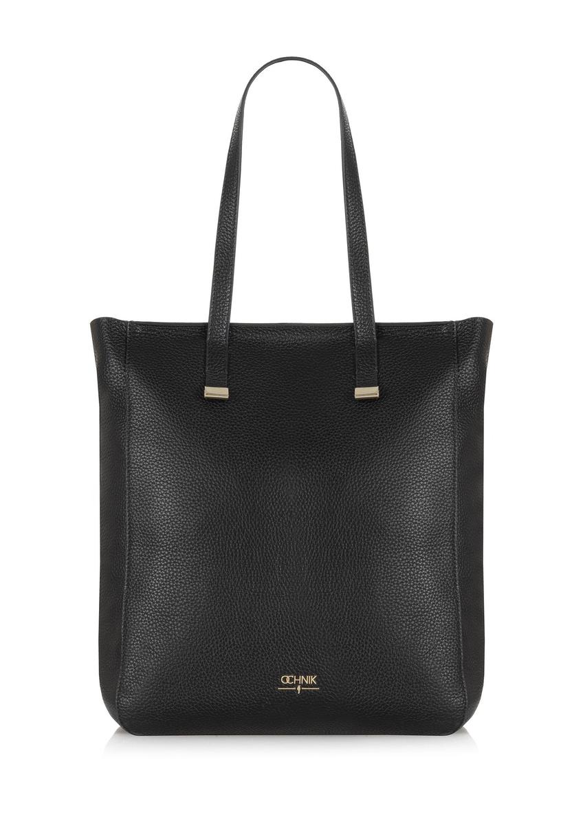 Women's black leather shopper bag TORES-1037-99(Z24)-01