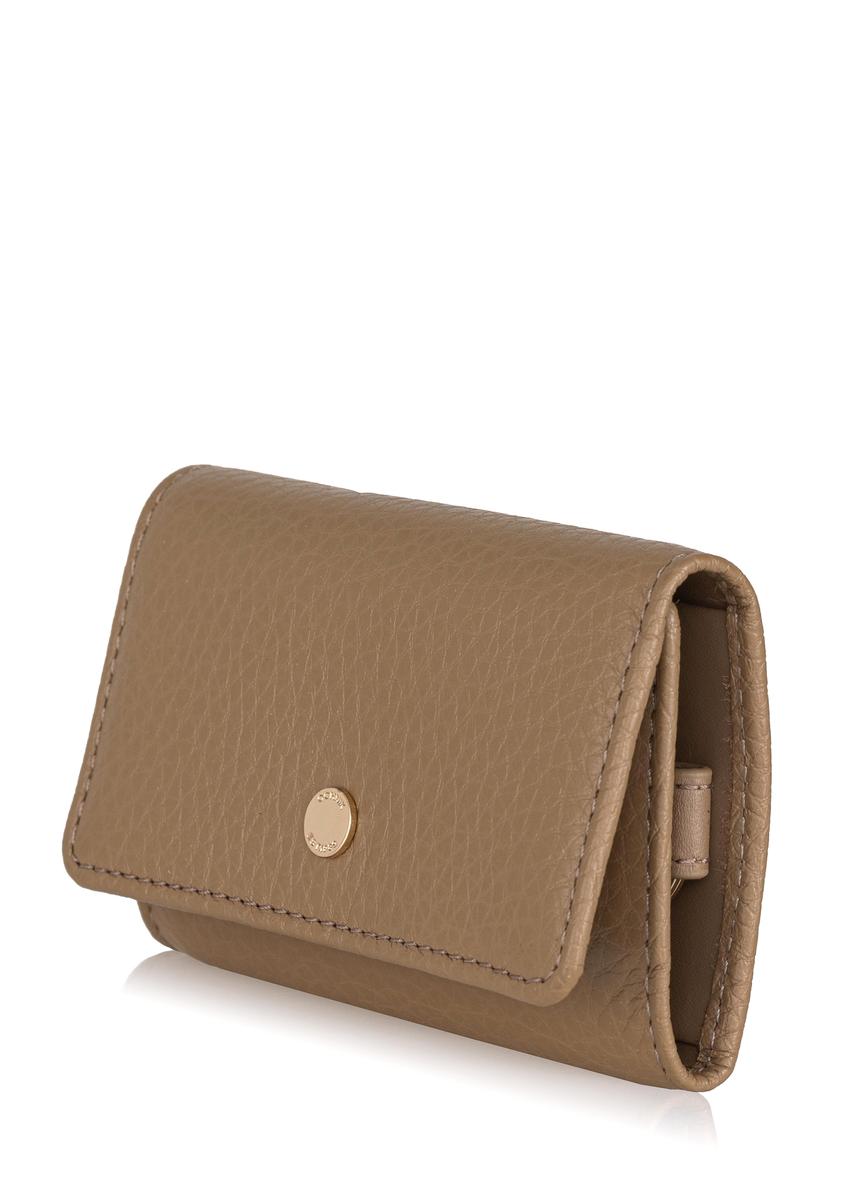 Leather beige women's key case PORES-0894-81(Z23)