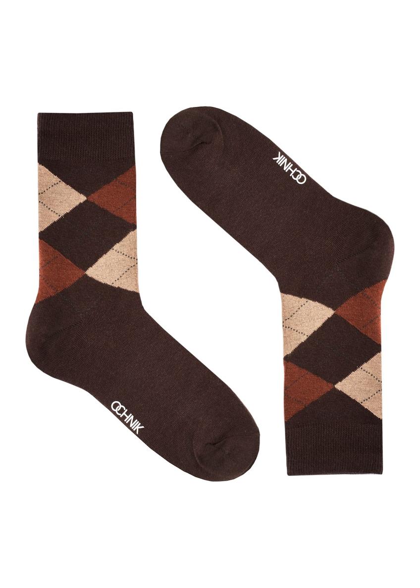 Men's long socks with pattern SKAMT-0197-1H(Z26), side view of the product on a white background.