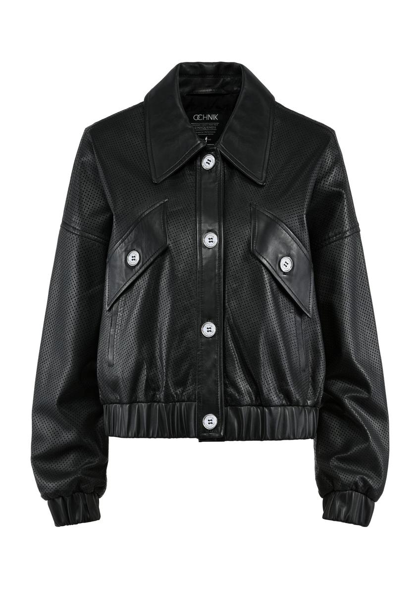 Black leather bomber jacket KURDS-0512-2836(W25)-05