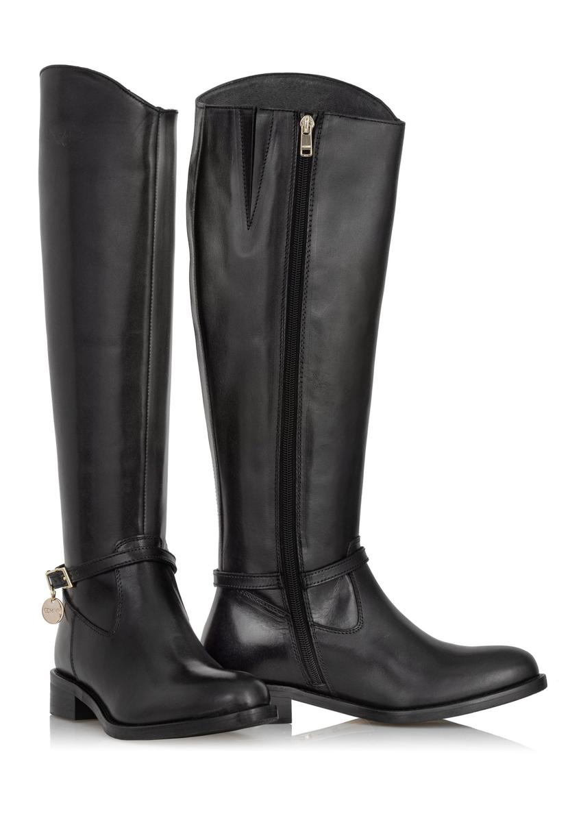 Women's black leather boots BUTYD-0808B-99(Z23)