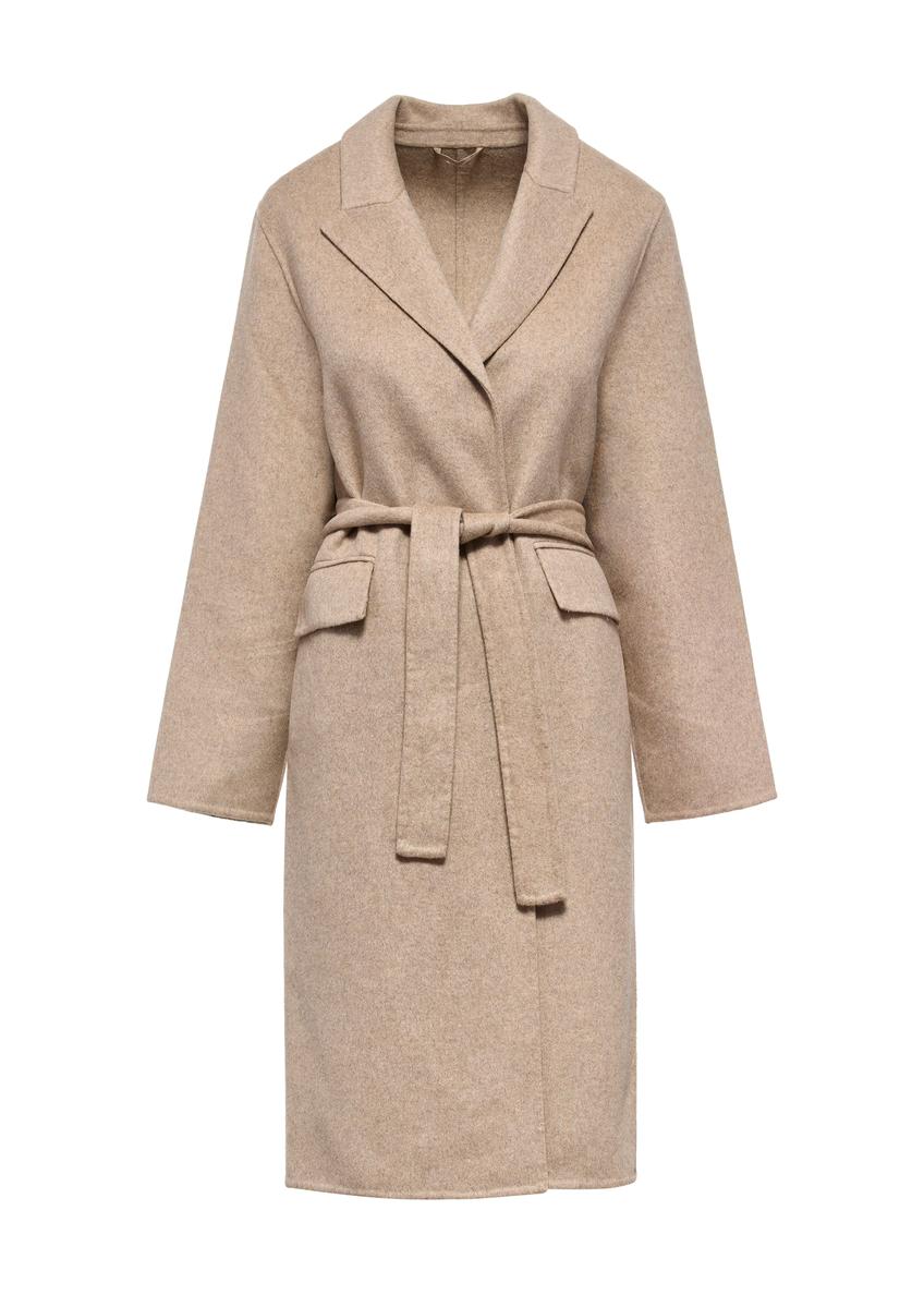 Beige woolen women's coat PLADT-0051-81(W25)-01