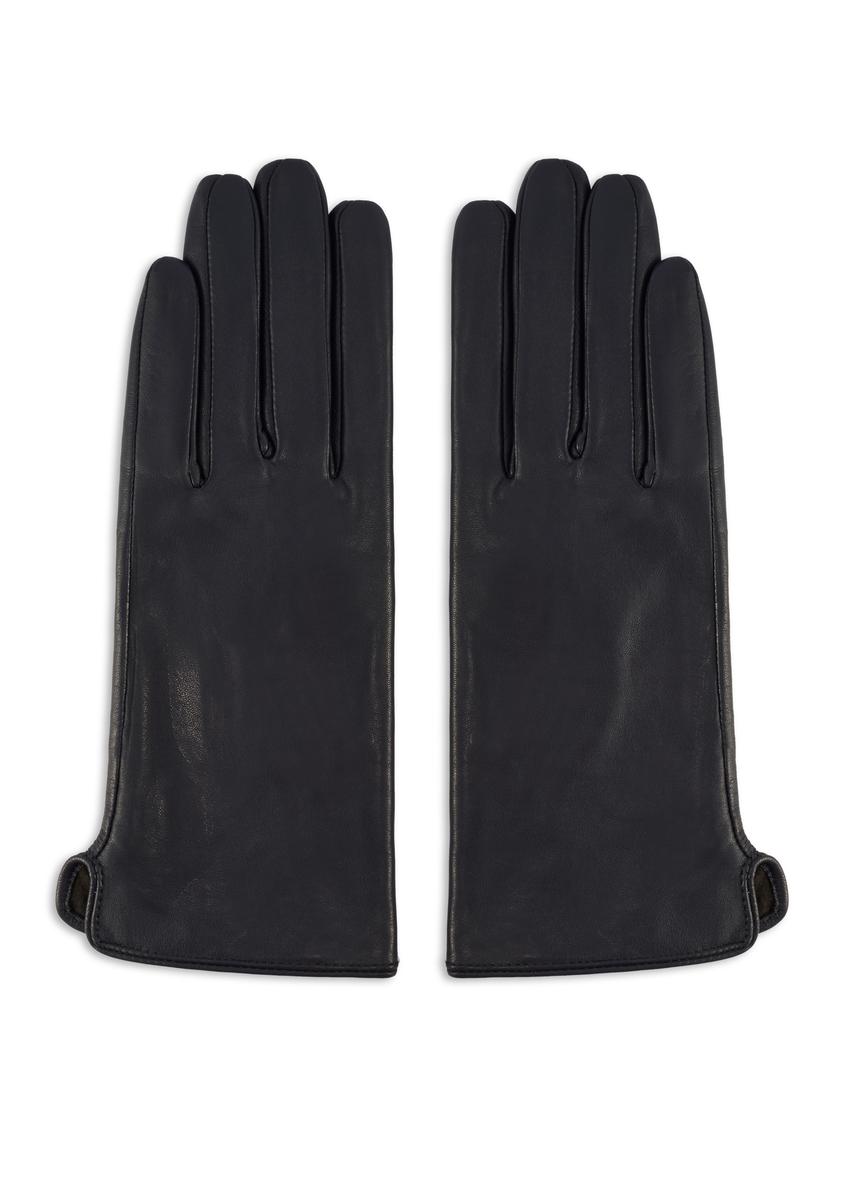 Navy blue leather women's gloves REKDS-0001A-69(Z25)