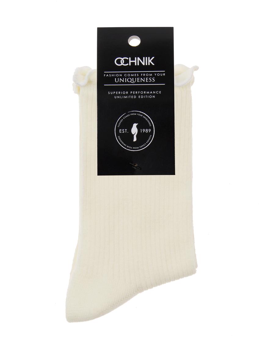 Cream women's socks with frill SKADT-0060A-12(Z23)