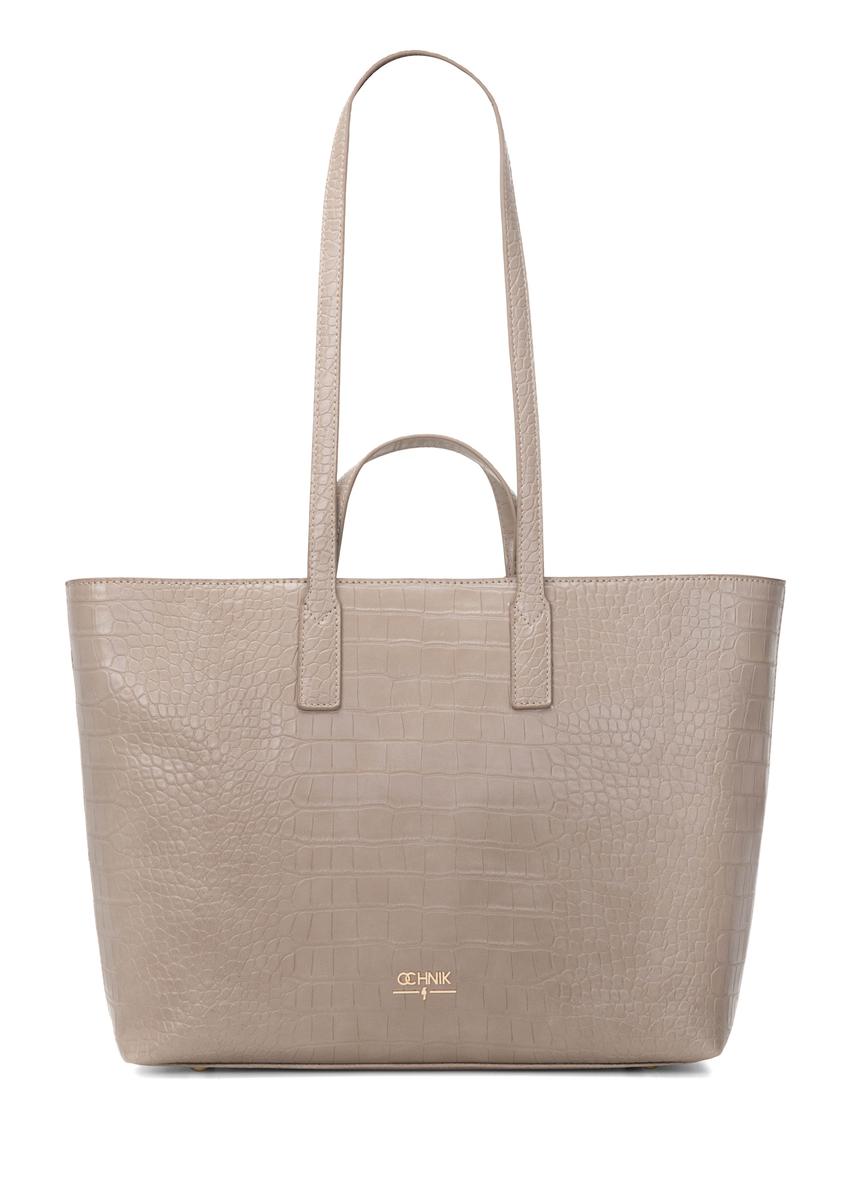 Beige women's shopper handbag TOREC-1204-1D(W26), front product view on white background.
