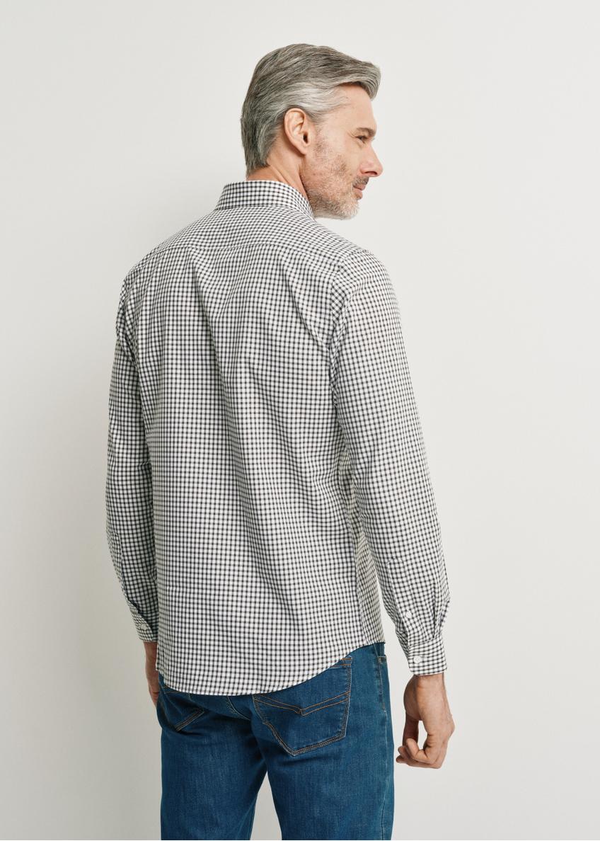 Green men's fine check shirt KOSMT-0277-55(W24)