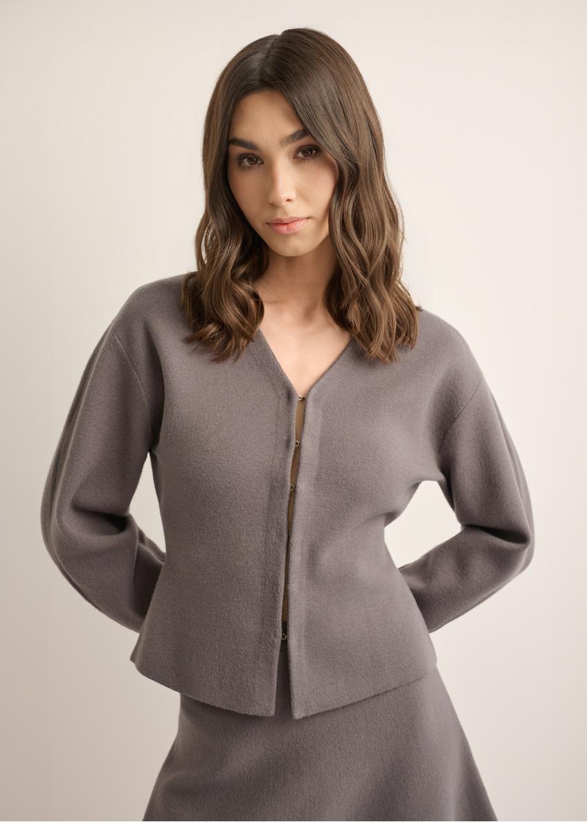 Graphite knitted women's cardigan KARDT-0066-9D(Z26)