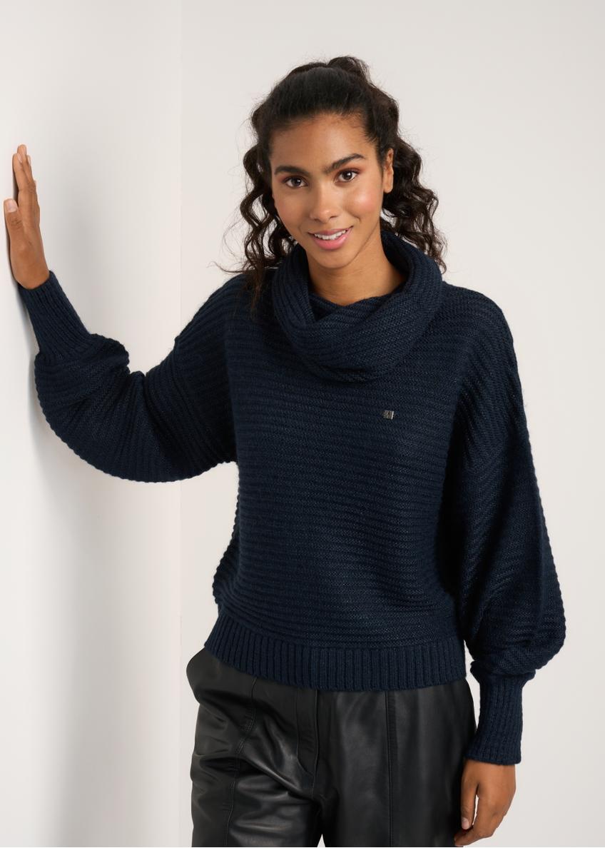 Navy blue women's turtleneck SWEDT-0161-69(Z22)-01