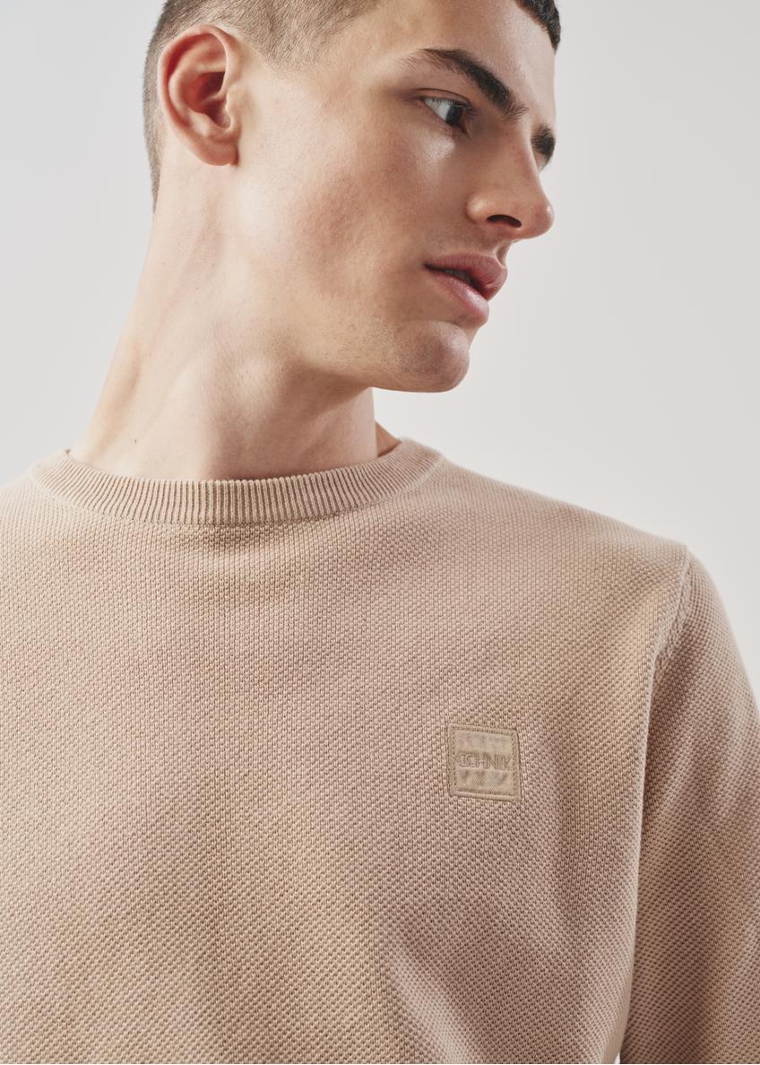 Beige cotton men's sweater with logo SWEMT-0135-80(Z23)