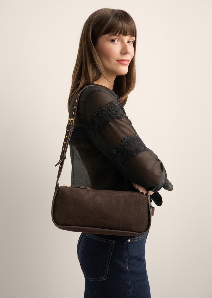 Brown suede women's handbag TORES-1383-1I(Z26)