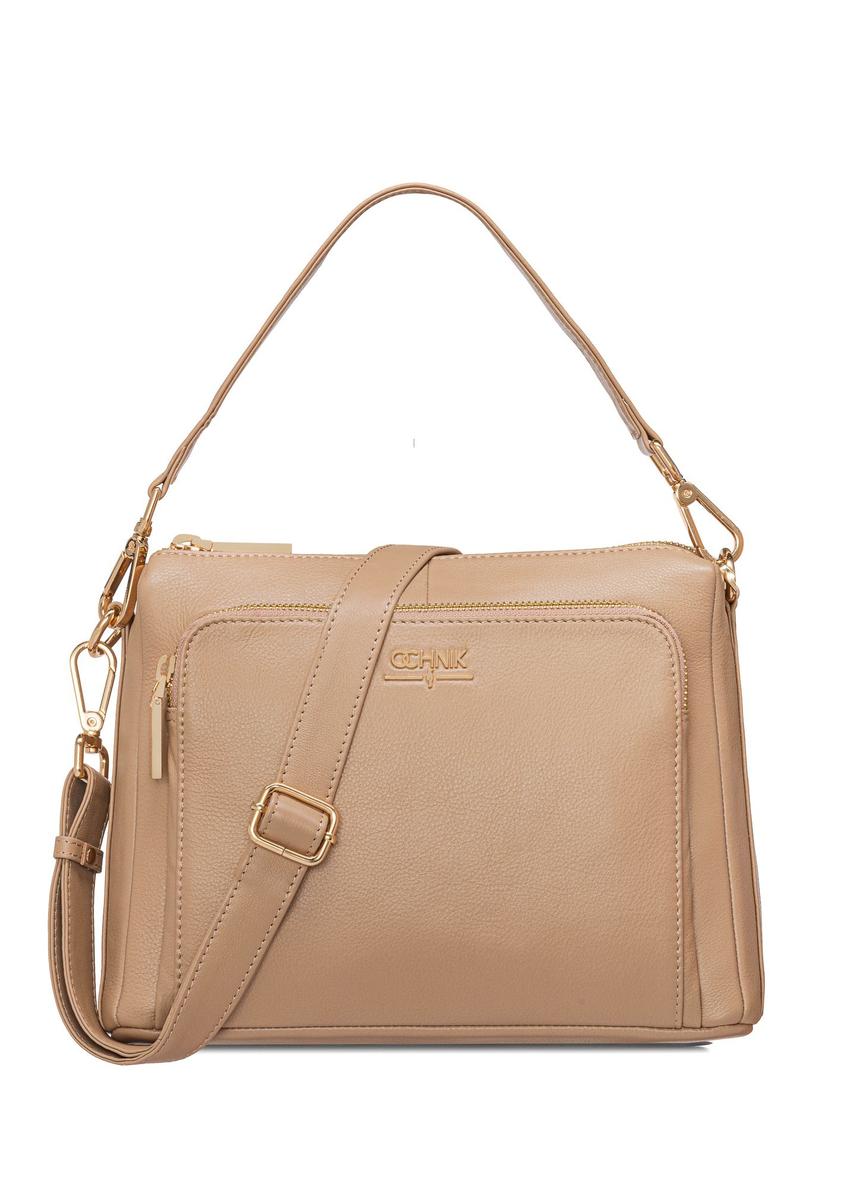 Beige leather women's handbag TORES-1081D-81(W25)-08