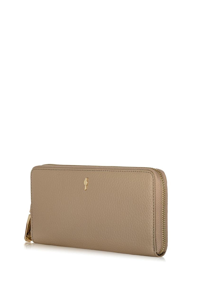 Beige leather women's belt wallet PORES-0892-80(W24)