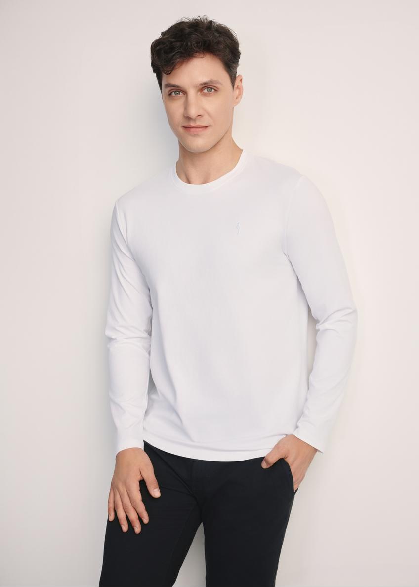 White men's long sleeve blouse LSLMT-0008-11(Z25), front view of the product on the model. Half of the silhouette visible.