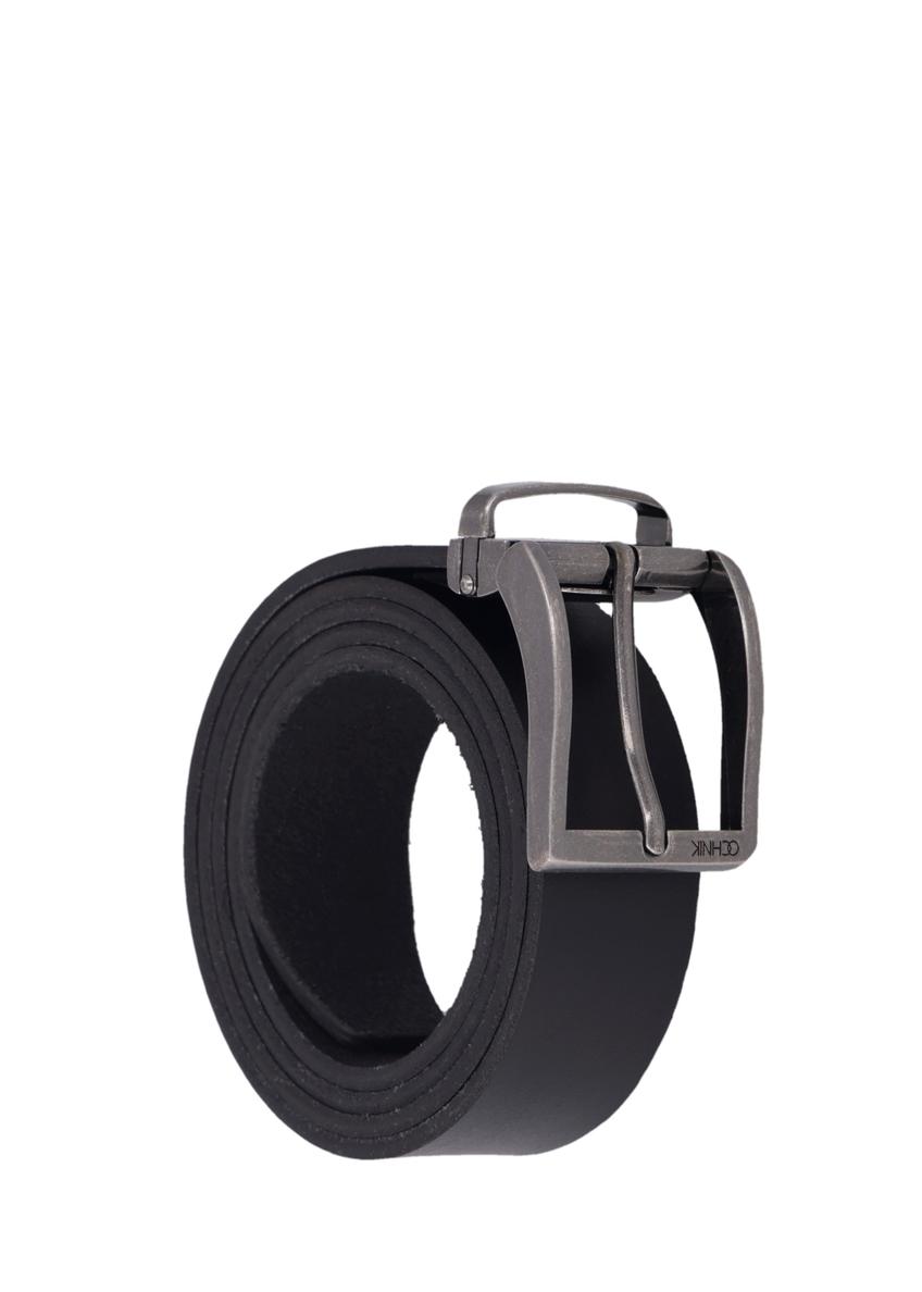 Men's black leather belt PASMS-0289-99(Z26)