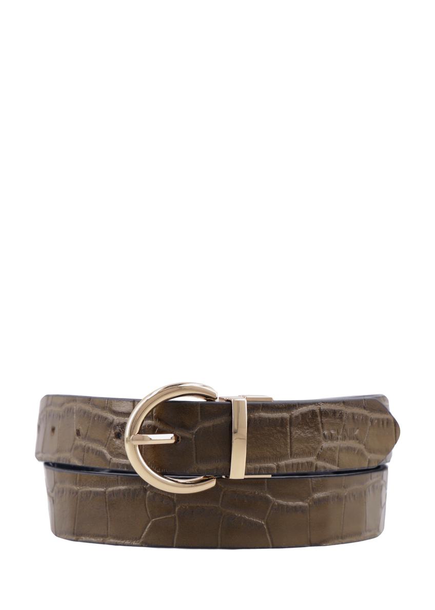 Reversible croco leather women's belt PASDS-0332-8D(Z26), front product view on white background.