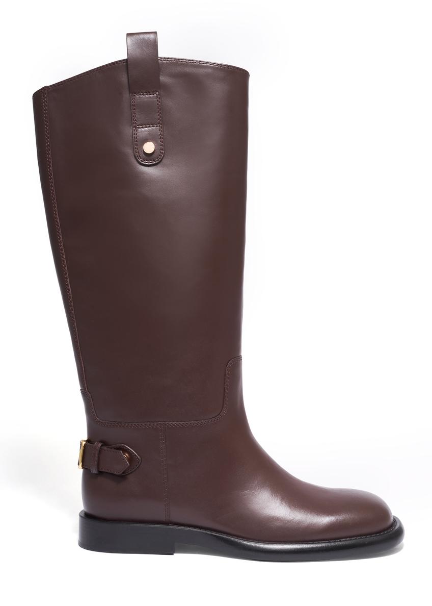 Dark brown leather women's boots BUTYD-1333-1I(Z26)