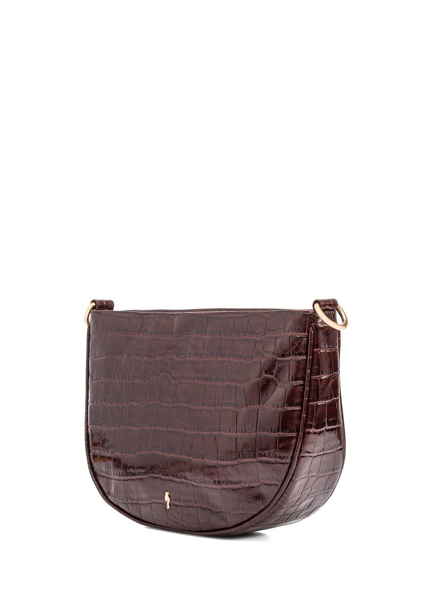 Brown leather medium croco women's handbag TORES-1022F-1H(W26)