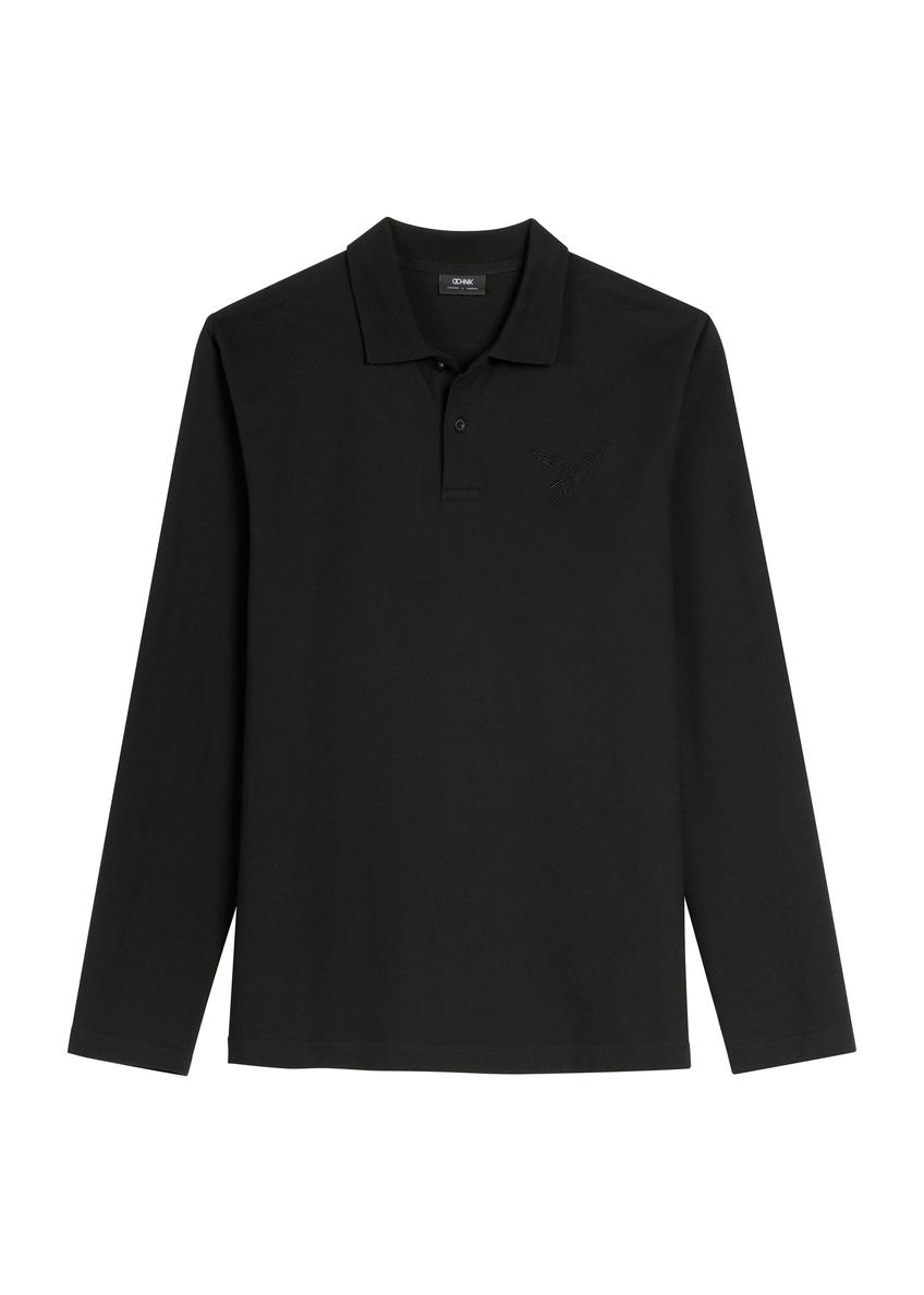 Men's black longsleeve with collar LSLMT-0011-99(W26)
