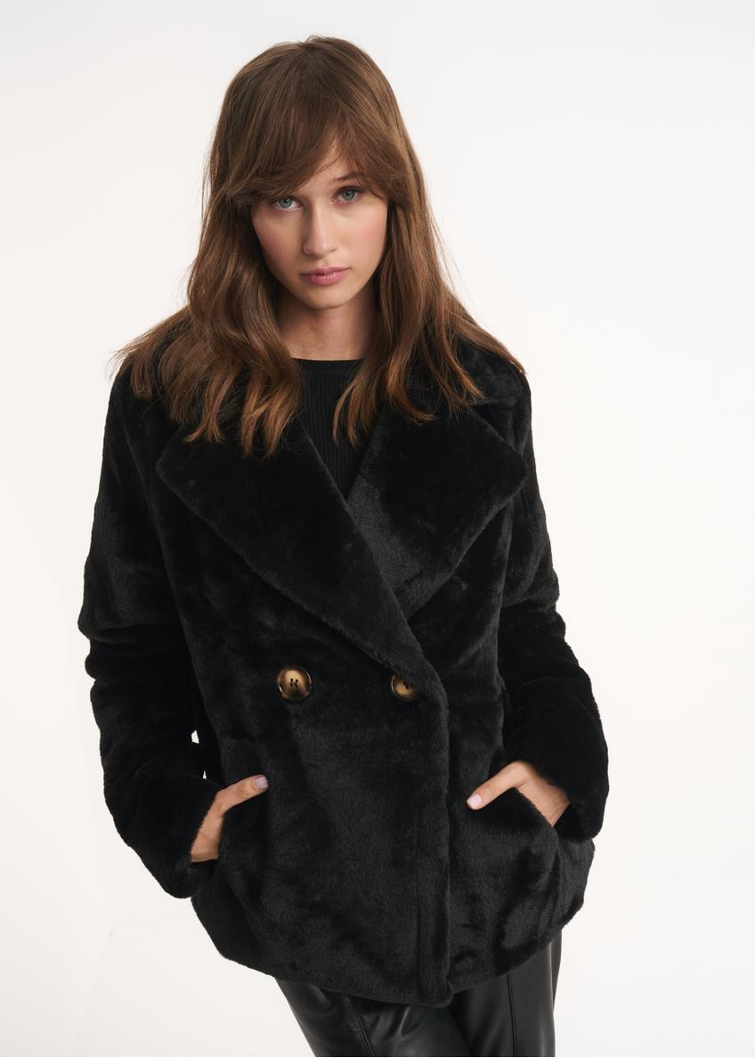 Women's short double-breasted fake fur FUTDP-0024-99(Z22)-01