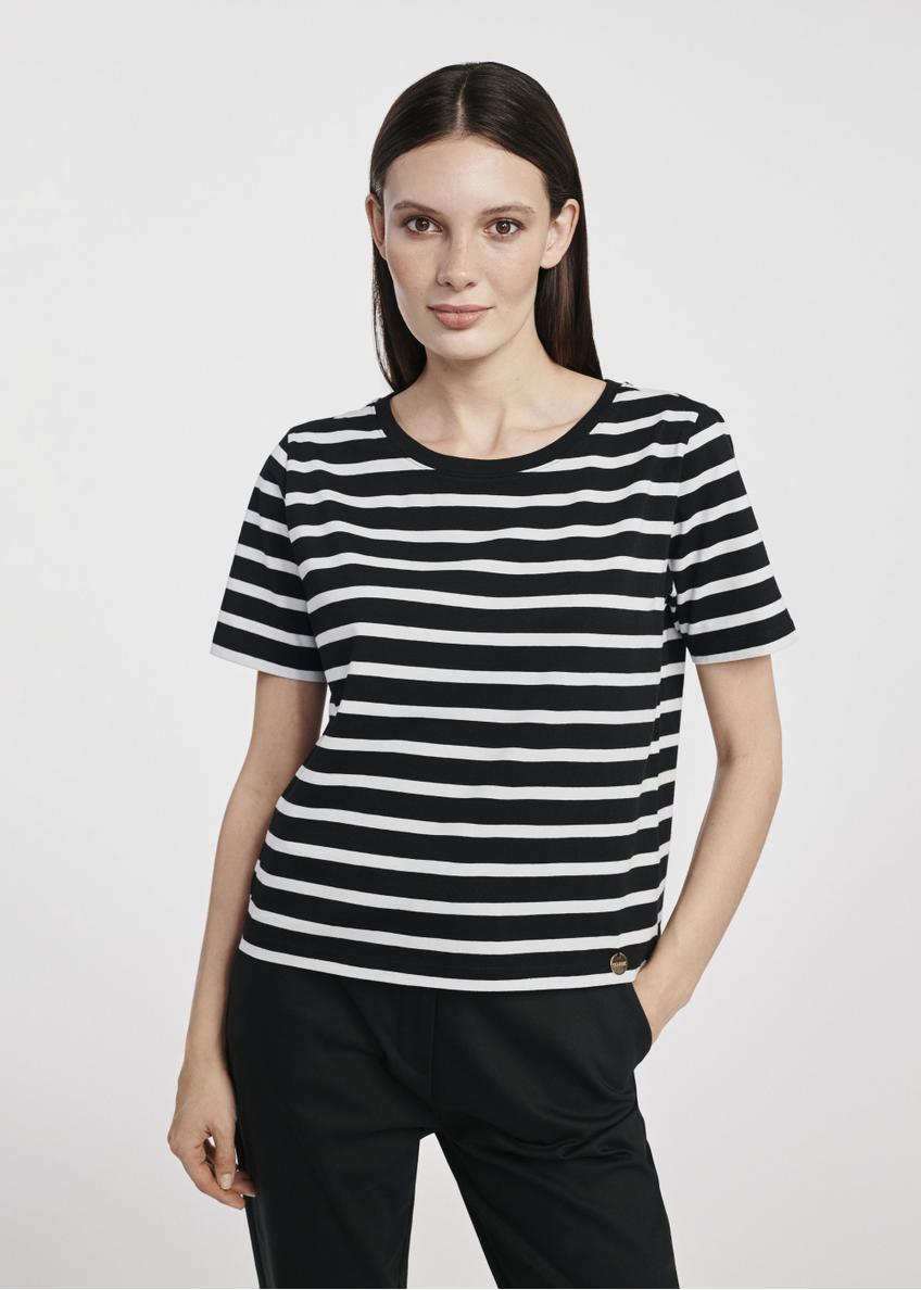 Women's T-shirt in black and white stripes TSHDT-0136-99(W25)-06