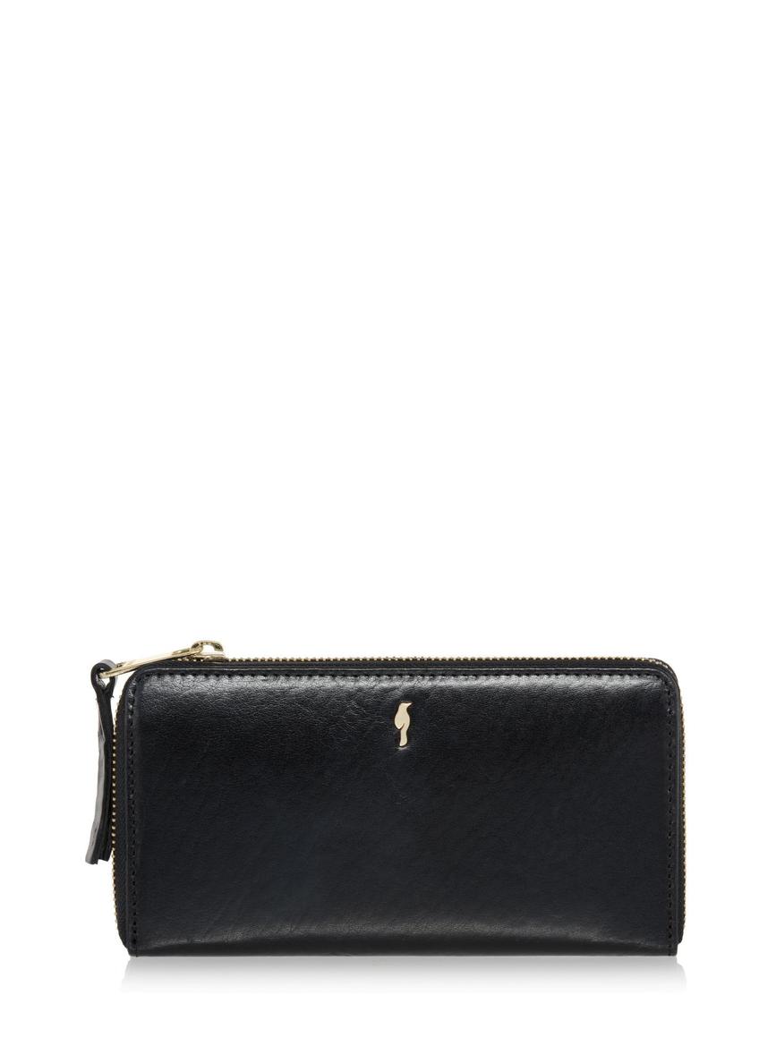 Large leather black women's wallet PORES-0813A-99(Z25) - front product view on white background.