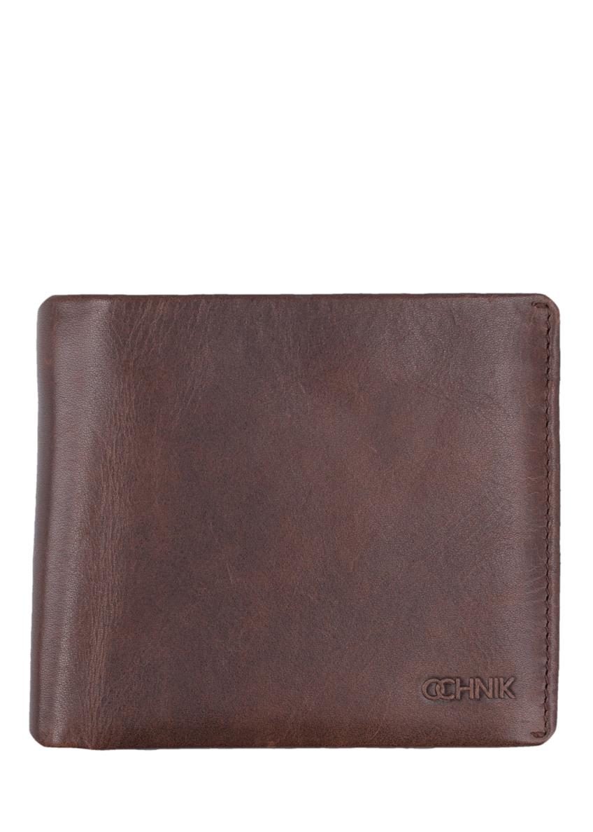 Brown leather men's wallet PORMS-0734-1I(Z26), front product view on white background.