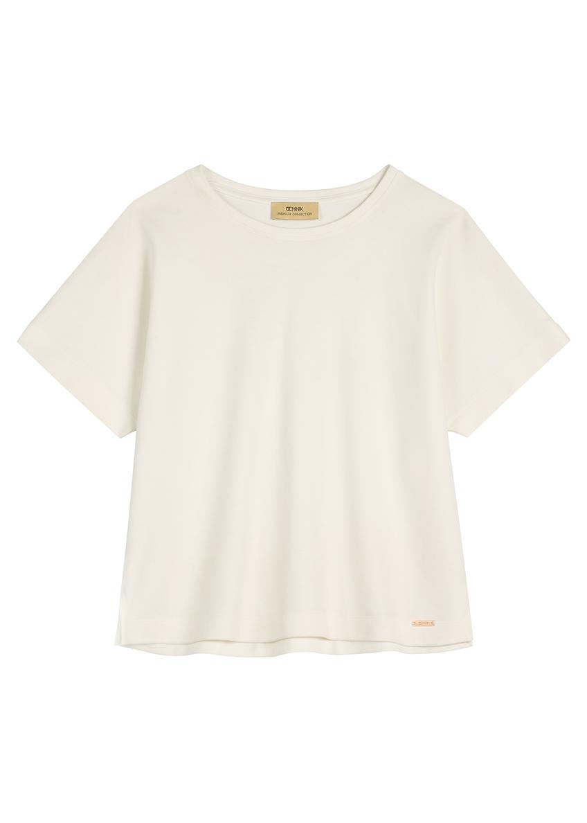 Cream mercerized cotton women's t-shirt TSHDT-0154-0B(W26)