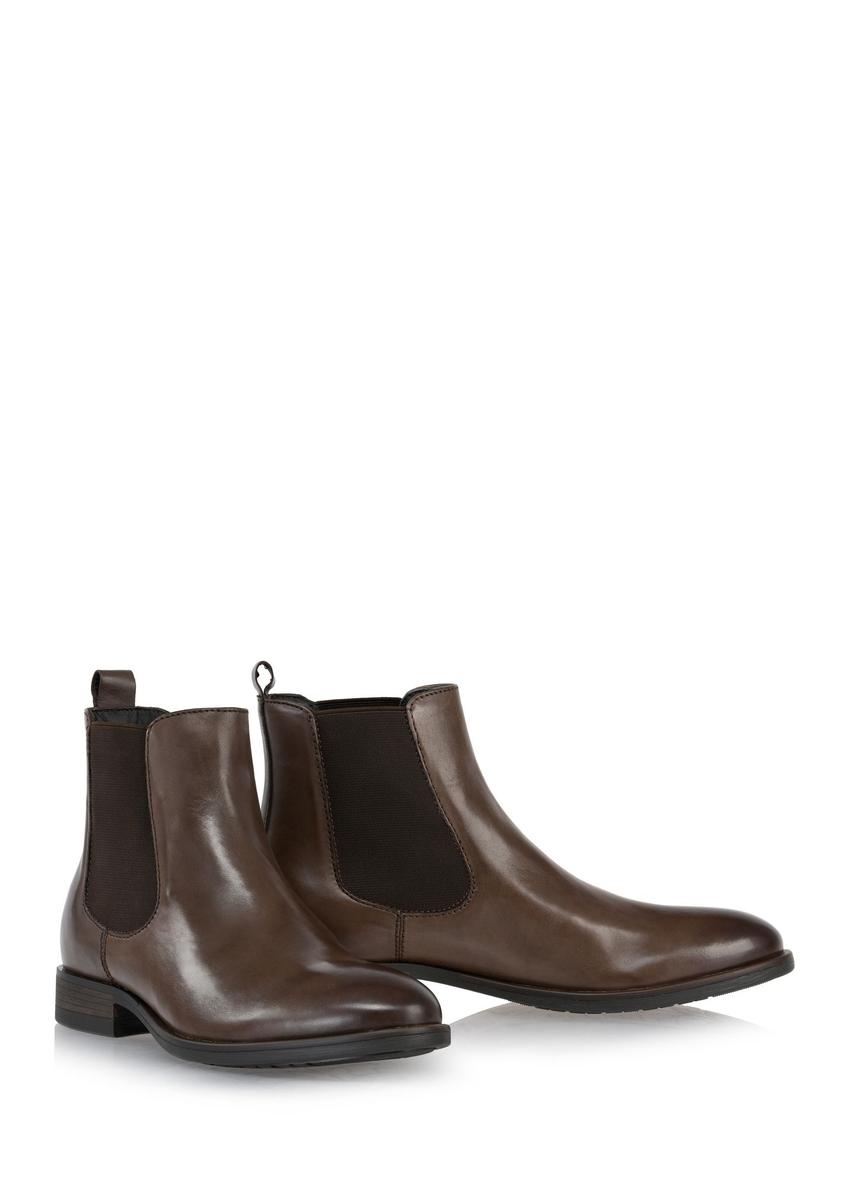 Brown leather ankle boots for men BUTYM-0463-89(Z24)