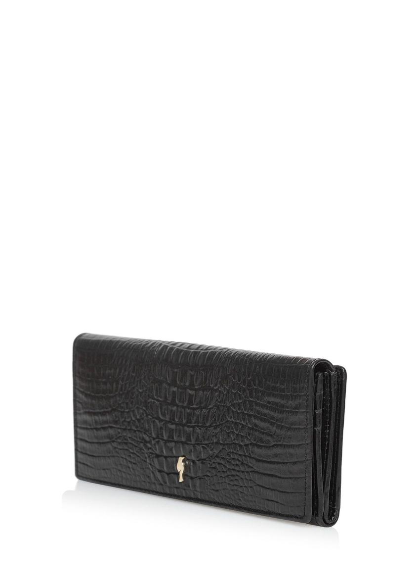 Women's black leather wallet PORES-0909-9G(Z26)