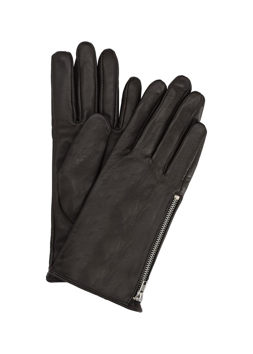 Women's leather gloves with zipper REKDS-0003-90(Z24)-01