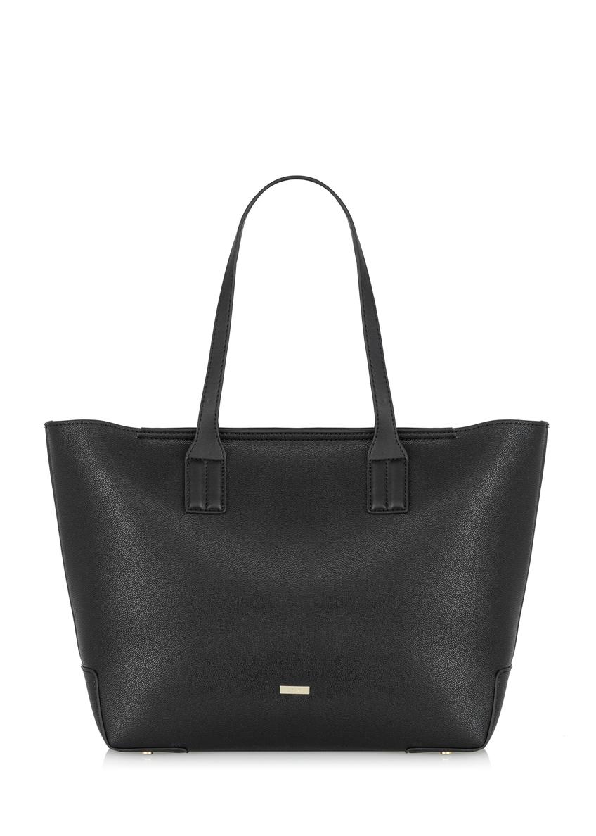Black imitation leather shopper bag TOREC-0908-99(W24)-10