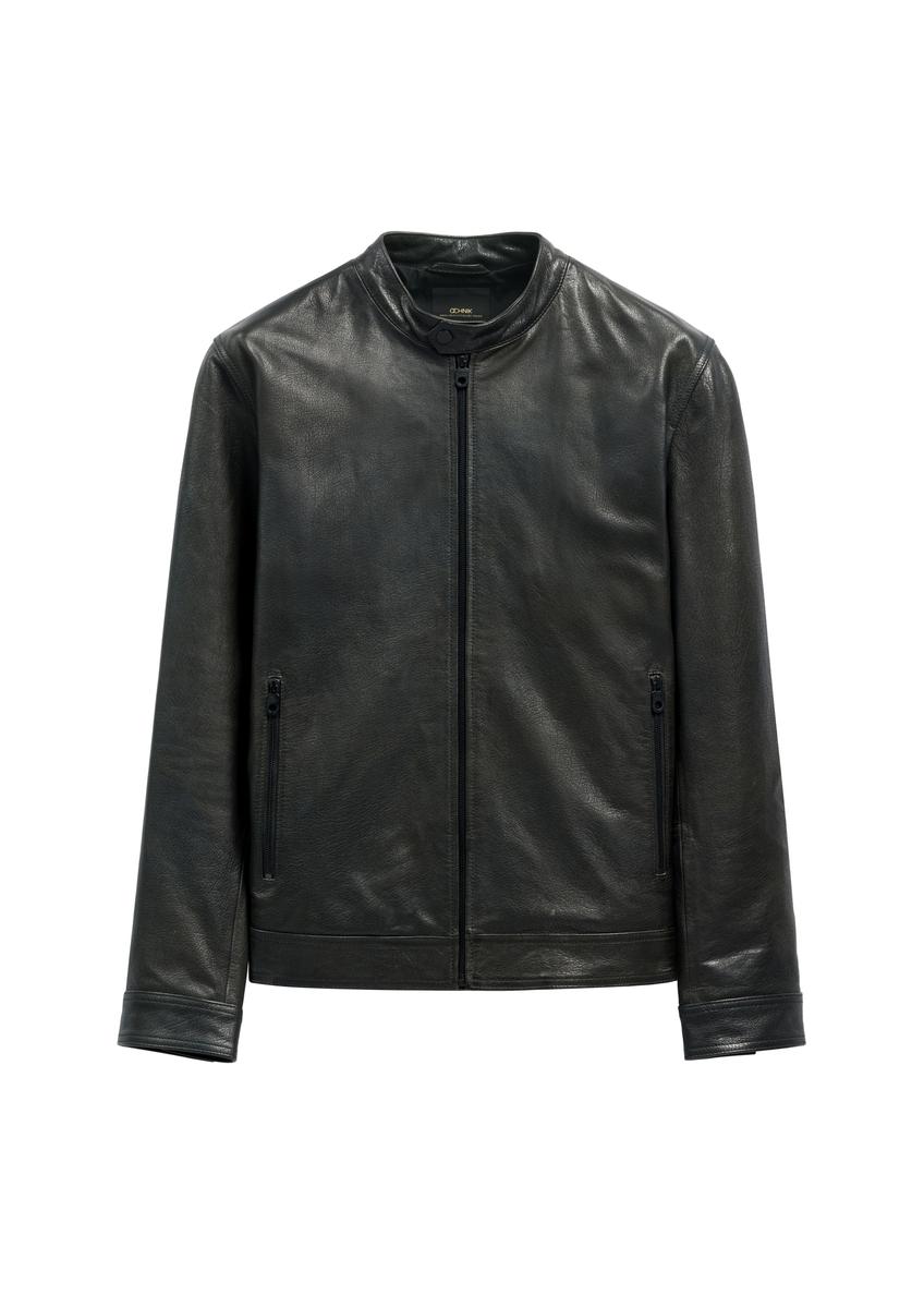 Black men's leather jacket KURMS-0406-99(W26)