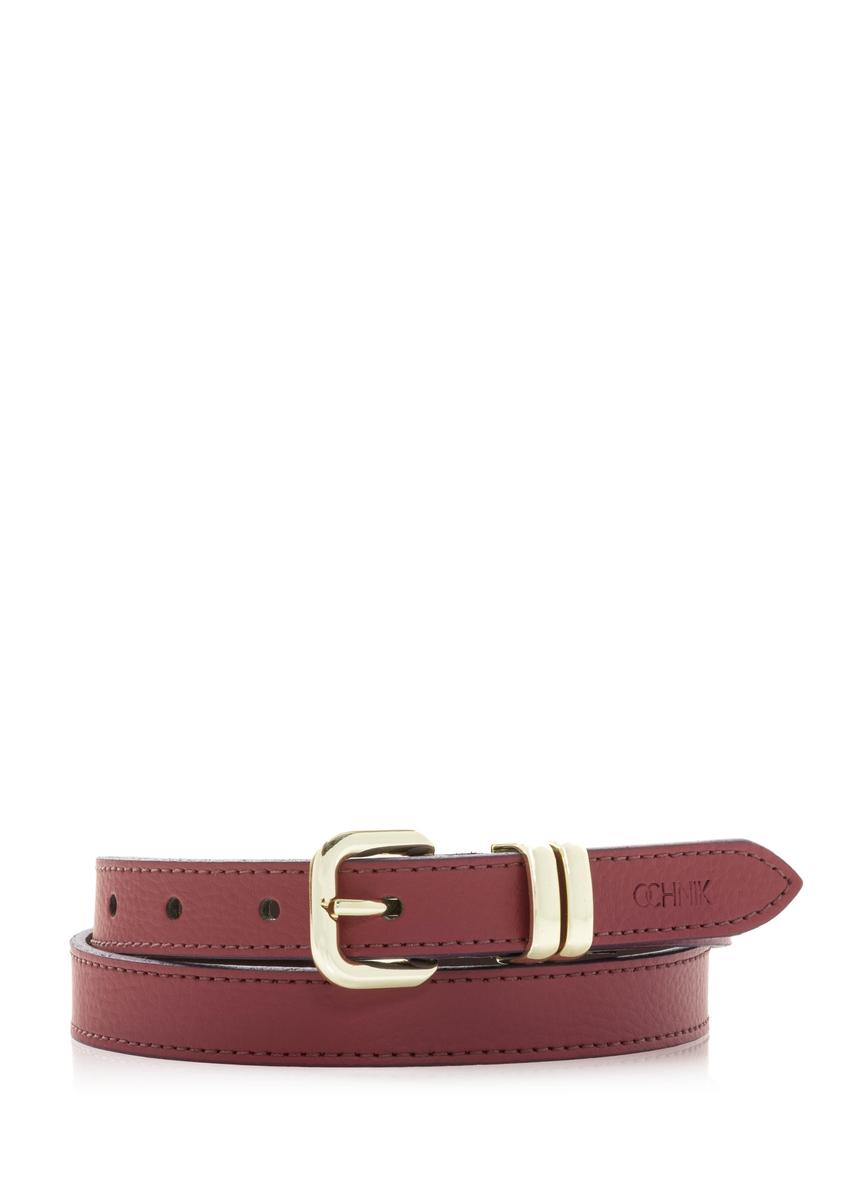 Fuchsia women's leather belt PASDS-0321-5E(W26) - front product view, on white background.