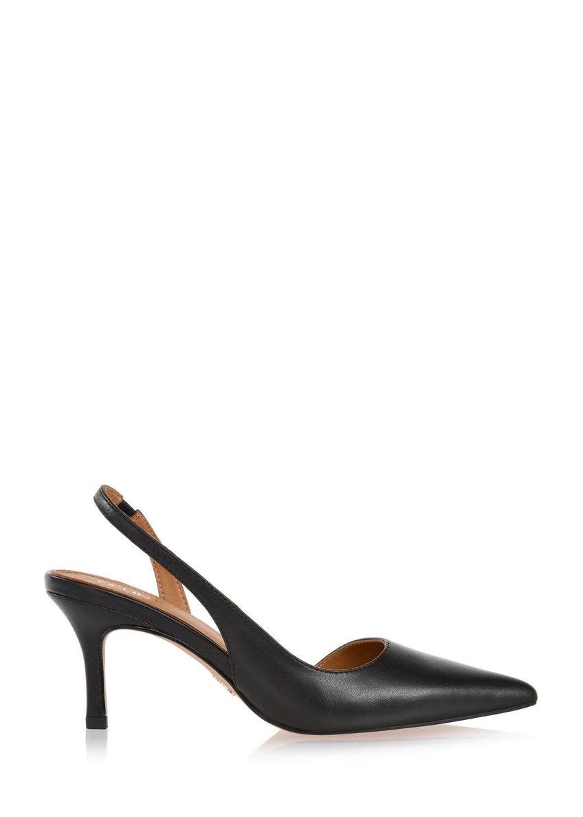 Black leather pumps with cut-out heel BUTYD-1078A-99(W26)